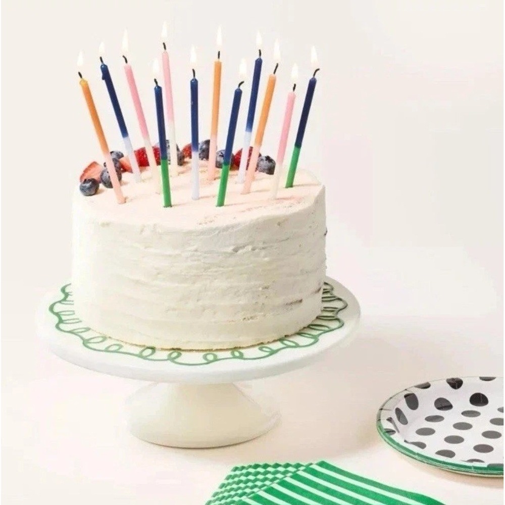 Target Stoneware Cake Stand White Green Swirl Pedestal Dish Serveware